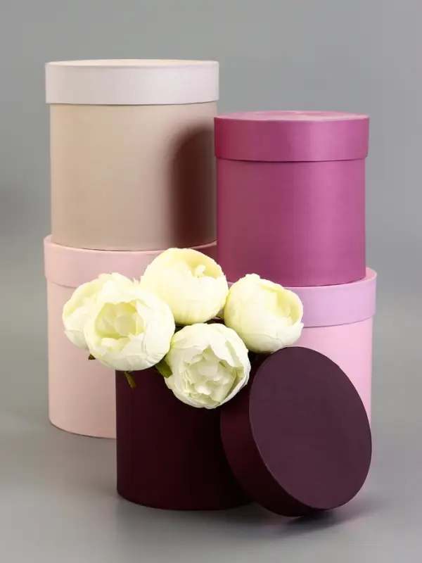 Набор круглых коробок 5 в 1 Набор круглых коробок 5 в 1" Лаванда", 20 х 20 - 15 х 15