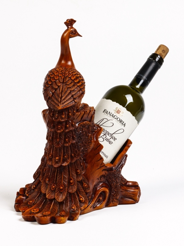 Подставка для бутылки  Подставка для бутылки "Павлин" под дерево, 23х15х33см