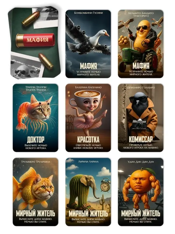 Настольная игра &laquo;Настоящая итальянская мафия Brainrot&raquo;, 20 карт, 16+