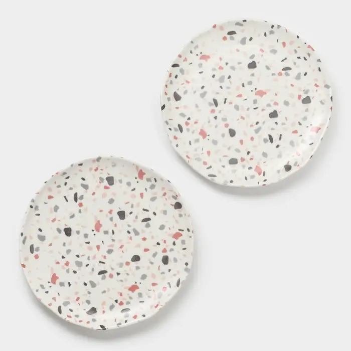 Десертные тарелки Magistro Terazzo, d=18.5 см, набор 2 шт., фарфор, белые