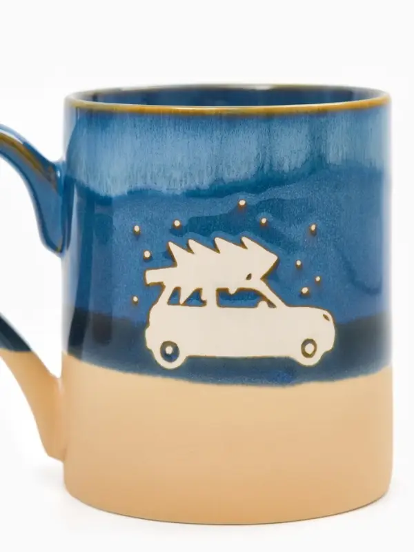 Кружка чайная новогодняя «Машина с ёлкой», 350 мл, ручная работа