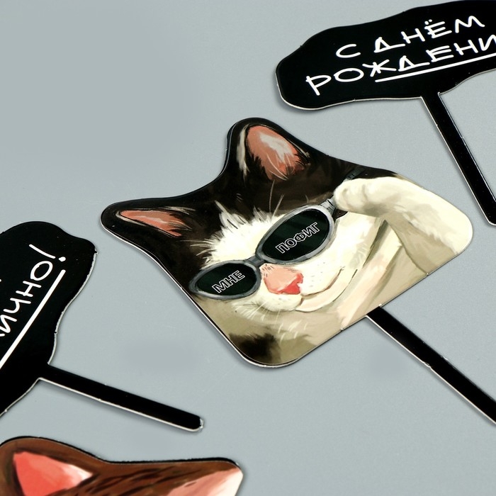 Топпер для торта &laquo;С днём рождения&raquo;, коты