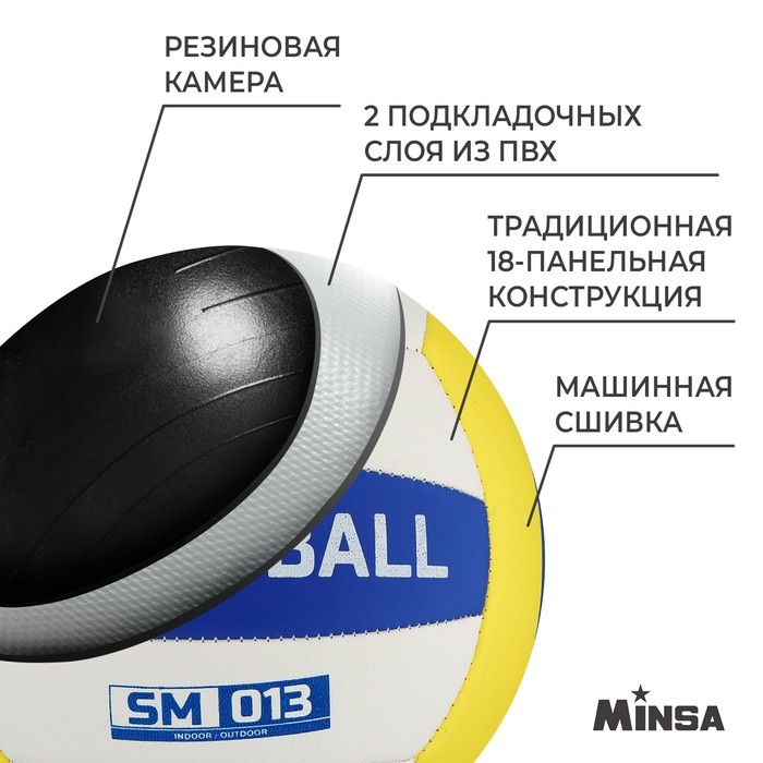 Волейбольный мяч MINSA SM 013, машинная сшивка, 18 панелей, р. 5, PVC Волейбольный мяч MINSA SM 013, машинная сшивка, 18 панелей, р. 5, PVC