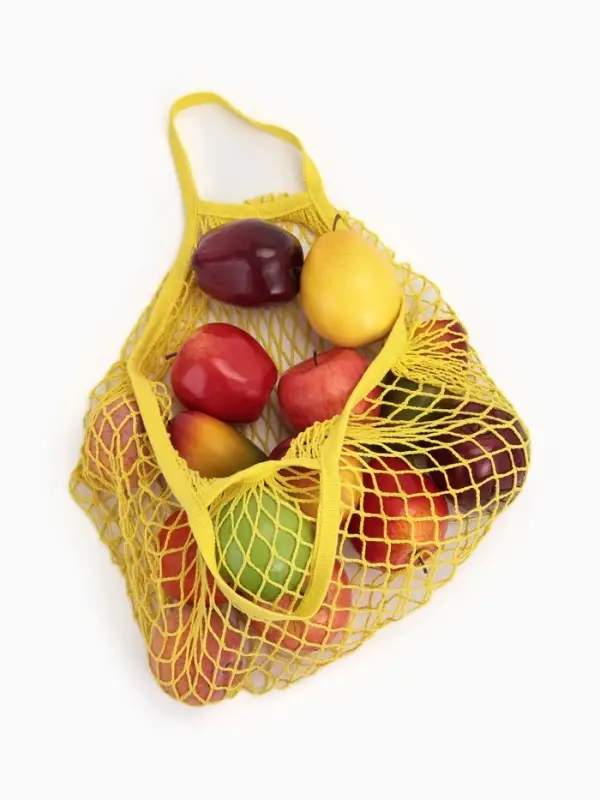 Сумка - авоська плетёная, ручка 12 см, клетка 1.5 см, жёлтая