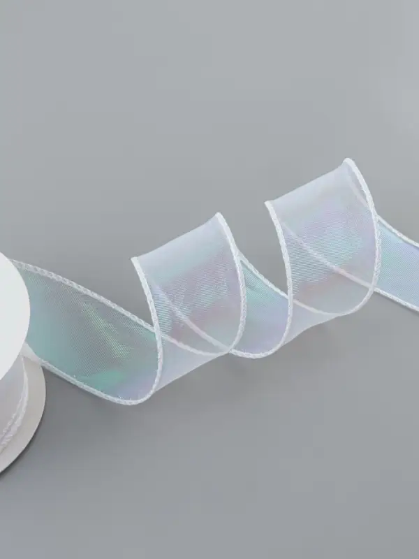 Лента капроновая &laquo;Волна&raquo;, с радужным переливом, 38 мм, 9.1&plusmn;0.5 м, белая