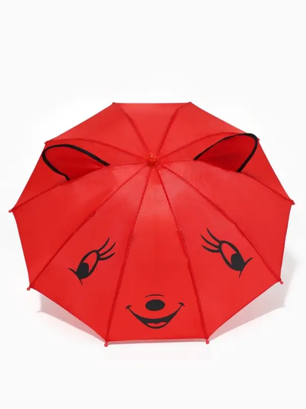 Зонт детский механический &laquo;Животные&raquo;, r &mdash; 24 см, с ушками, цвет МИКС