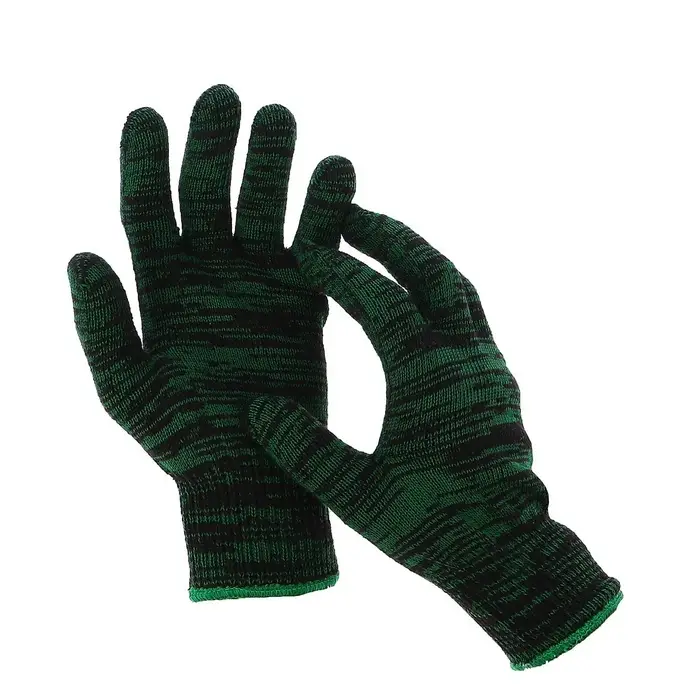 Перчатки рабочие, хб, вязка 10 класс, 4 нити, размер 9, зелёные, &laquo;Двойные&raquo;