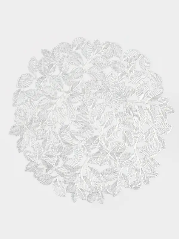 Набор салфеток сервировочных на стол Доляна &laquo;Листья&raquo;, 38&times;38 см, 4 шт., ПВХ, серебристый