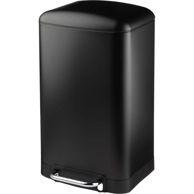 Ведро мусорное с педалью и доводчиком Luscan 30л,черное,прямоуг,металл