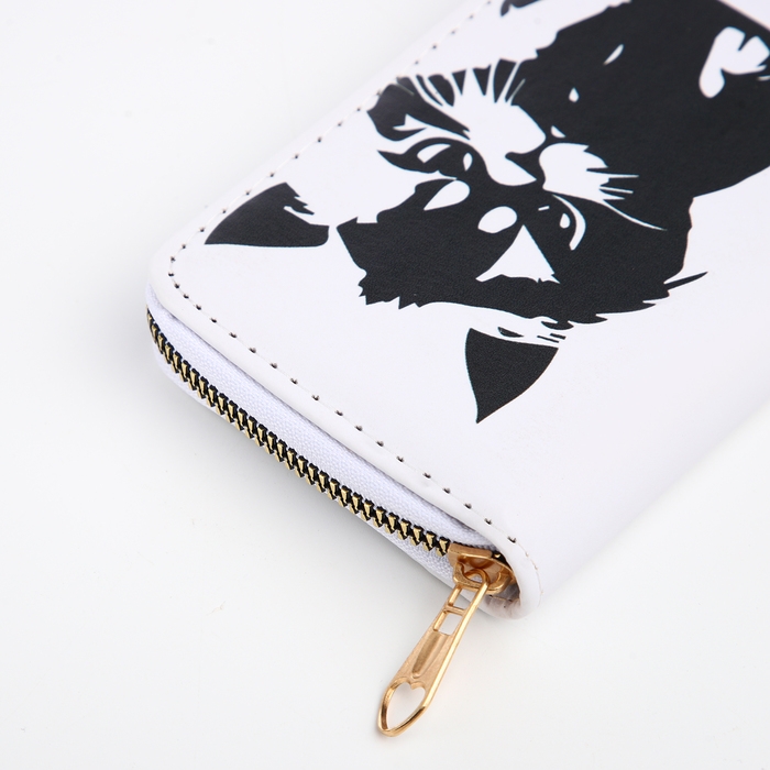 Кошелёк детский на молнии «Выбражулька», цвет белый/чёрный