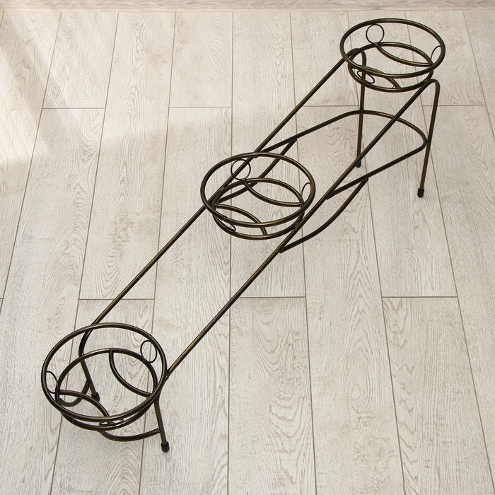 Подставка для цветов, напольная, на 3 горшка, d = 17 см, бронзовая, «Спуск»