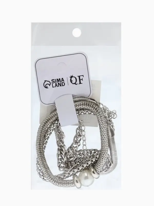 Браслеты &laquo;Стиль. Плетение и Звенья&raquo;, набор 4 шт. L=17 см, белый в серебре