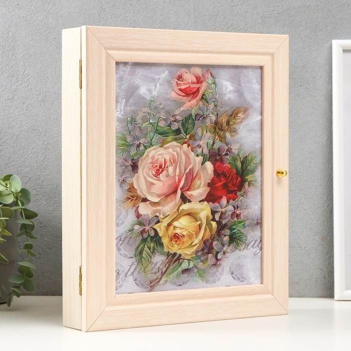 Ключница Ключница "Розы" молочный дуб 26х31 см МИКС