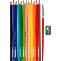 Карандаши акварельные цветные 12цв 3-гран,кисть,точилка Kores 93812