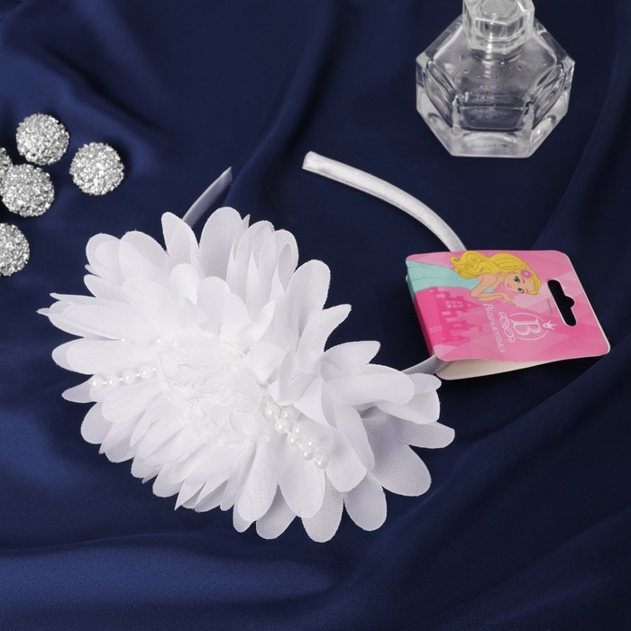 Ободок для волос  Ободок для волос "Выбражулька" волна, 0,9 см, белый