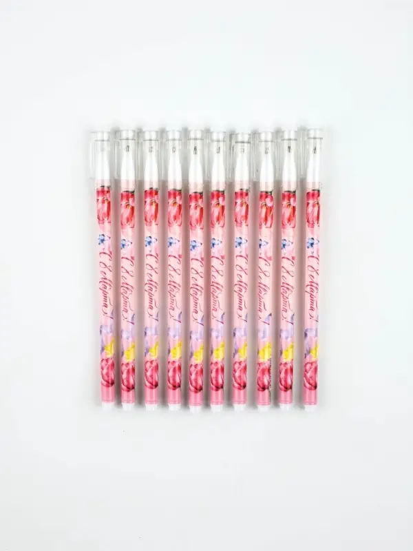 Ручка пластик с колпачком Ручка пластик с колпачком "С 8 Марта", синяя паста, шариковая 0,5 мм