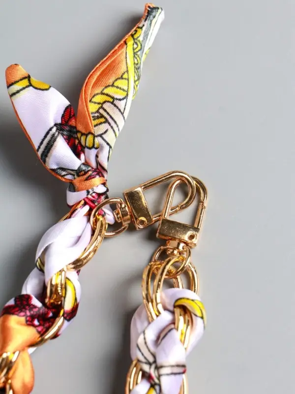 Брелок на 2 карабинах Брелок на 2 карабинах "Платок и цепочка" оранж 20х10х1,7 см