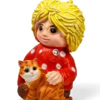 Садовая фигура из полистоуна &laquo;Домовой с котом&raquo;, 39&times;26&times;28 см