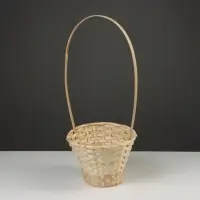 Корзина плетёная для хранения, 23&times;17 см, ручка h=53 см, бамбук, натуральная