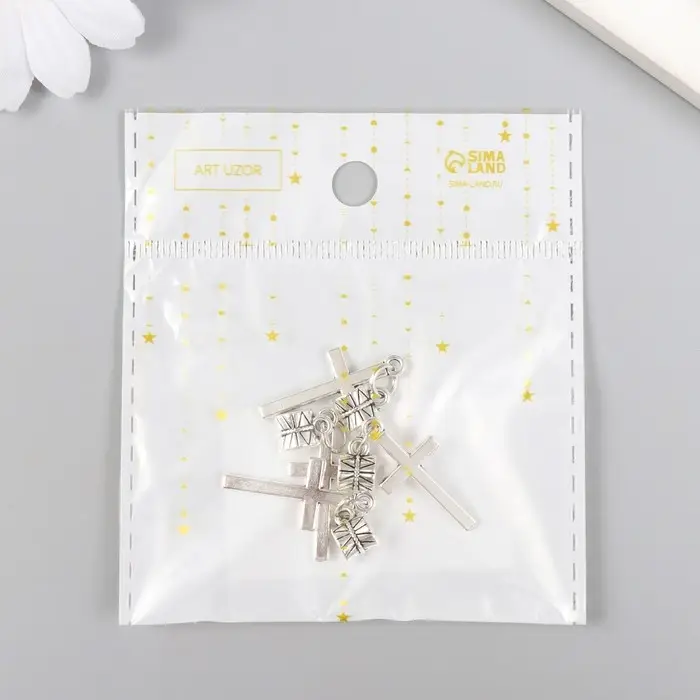 Бейл с подвеской металл для творчества "Крест" серебро 3,5