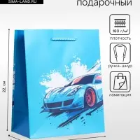 Пакет подарочный ламинированный &laquo;Мужчине&raquo;, голубой, 18&times;22.3&times;10 см