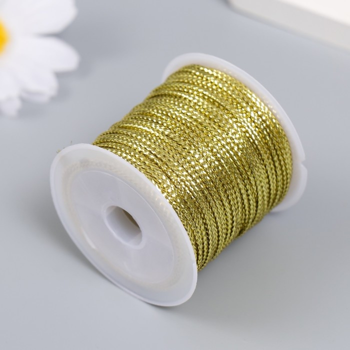 Сутажный шнур на бобине Сутажный шнур на бобине "Золото" намотка 15 м толщина 2 мм 4,3х4,7х4,7 см