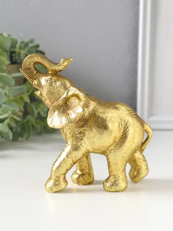 Сувенир полистоун "Золотой слон" 12х5,6х15,5 см