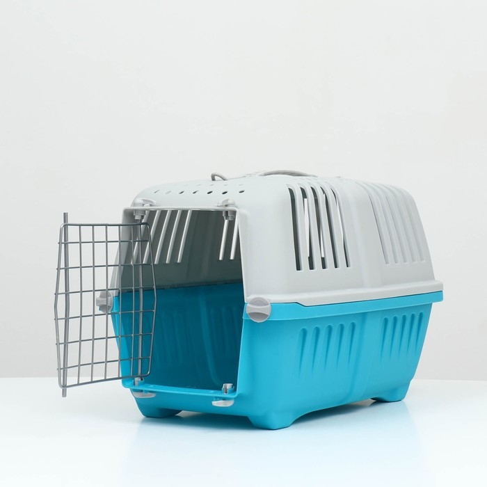 Переноска для животных пластиковая 47 х 30 х 35 см, вес до 9 кг, синяя Переноска для животных пластиковая 47 х 30 х 35 см, вес до 9 кг, синяя