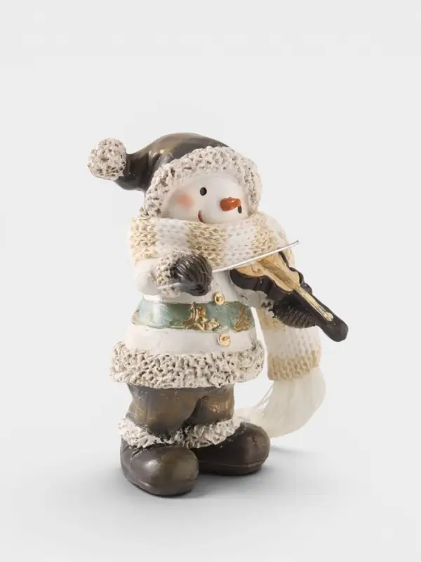 Фигурка новогодняя &laquo;Снеговик - скрипач&raquo;, полистоун, серый, 6.8&times;5.1&times;9.8 см