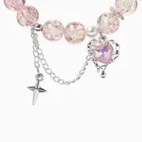 Браслет с подвесками &laquo;Сахарный. Сердце, искра&raquo;, d=6 см, шар № 10/8, розовый, бежевый в серебре