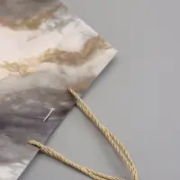 Пакет подарочный "Мрамор" , с бантиком , 28 х 20 х 10 см