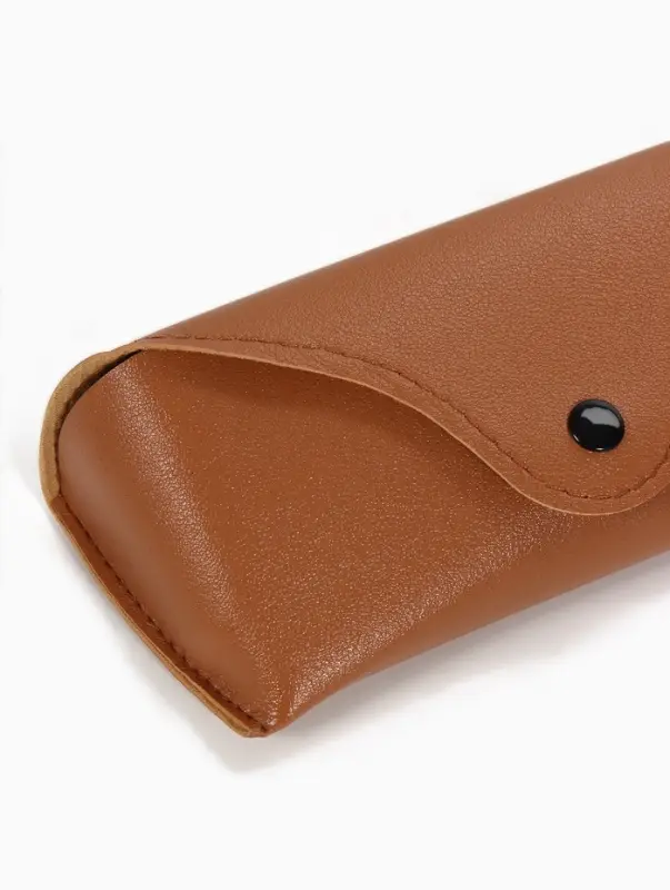 Футляр для очков на кнопке, 16&times;3.5&times;6.5 см, коричневый