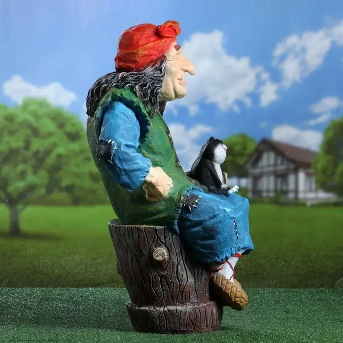 Садовая фигура из полистоуна «Баба Яга на ступе с кошкой», 74×36×40 см, МИКС Садовая фигура из полистоуна «Баба Яга на ступе с кошкой», 74×36×40 см, МИКС