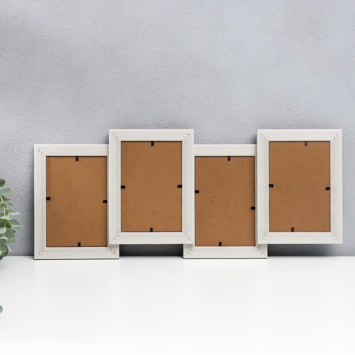 Фоторамка пластик на 4 фото 10х15 см  Фоторамка пластик на 4 фото 10х15 см "Белый беж" 21,5х51,5х2 см