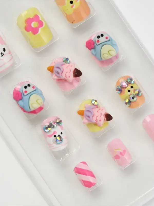 Детские накладные ногти &laquo;Котик&raquo;, 12 шт.