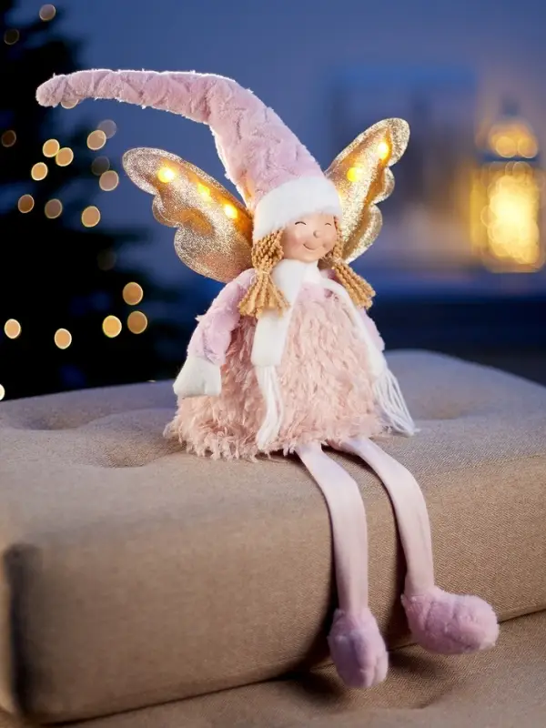 Светодиодная фигура &laquo;Кукла в розовом&raquo; 70 см, текстиль, 6 LED, от батареек AG10&times;3, свечение тёплое белое