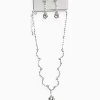 Набор 2 предмета: серьги, колье &laquo;Вечерний шик&raquo; капля ажурная, белый в серебре