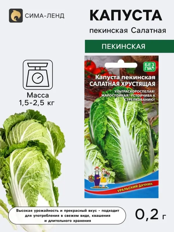 Семена Капуста пекинская &laquo;Салатная хрустящая&raquo; 0.2 г