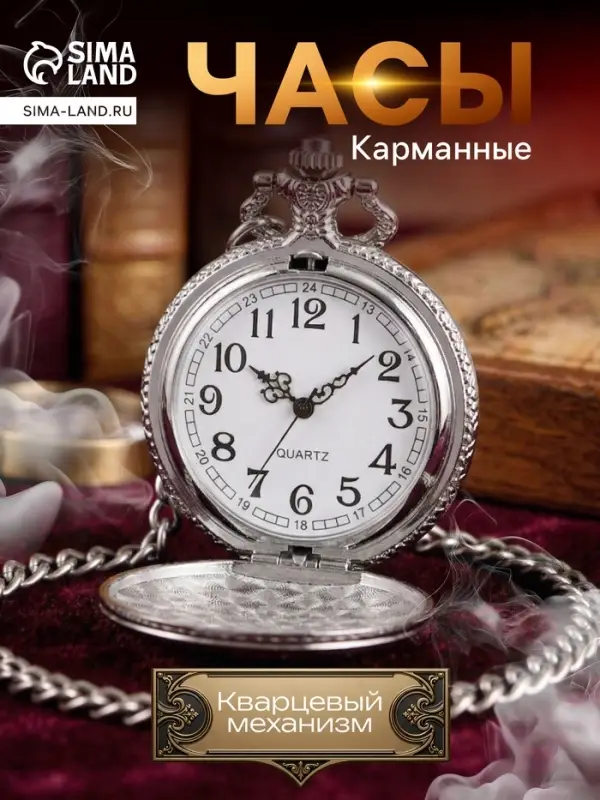 Часы карманные &laquo;СССР&raquo;, кварцевые, цепочка l-40 см, d=4.5 см