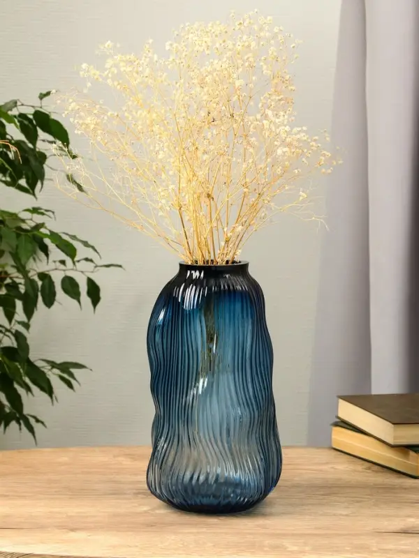 Ваза стекло настольная  Ваза стекло настольная "Ванесса" линии, 29,5х15 см, синий