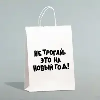 Пакет бумажный подарочный крафт с приколами, «Не трогай, это на Новый Год», белый, 28×24×14 см