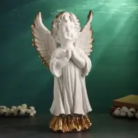 Фигура гипс &laquo;Ангел молящийся большой&raquo;, белый с золотом, 53&times;30&times;20 см
