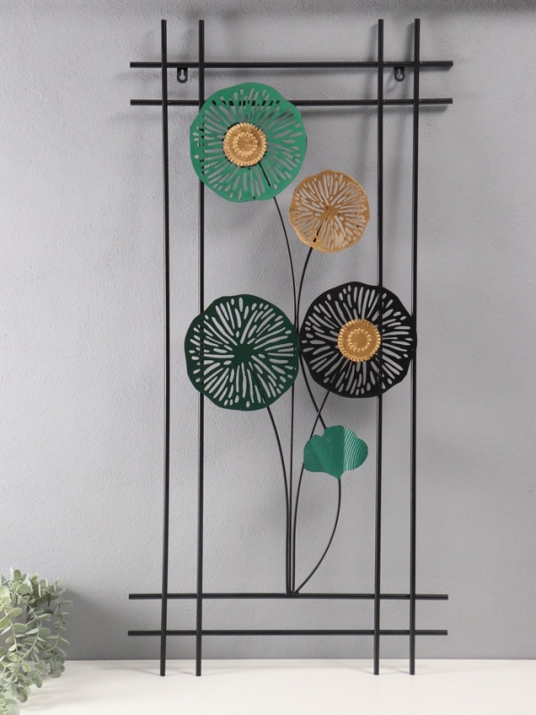 Декор настенный металл "Экзотические цветы" 98,5х48,5 см