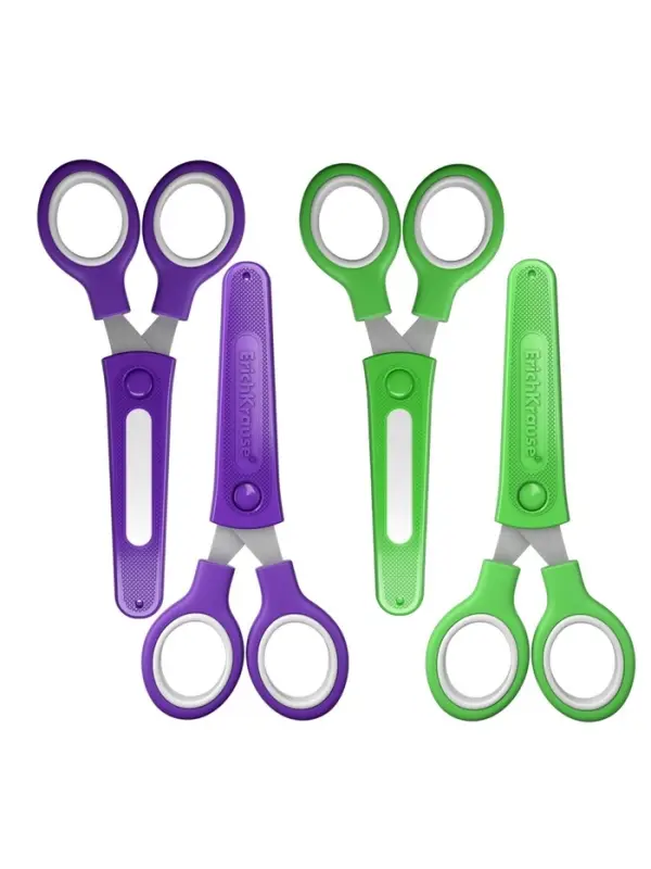 Ножницы детские ErichKrause Junior Protect, 13 см, с пластиковым чехлом и именным стикером, в блистере, МИКС