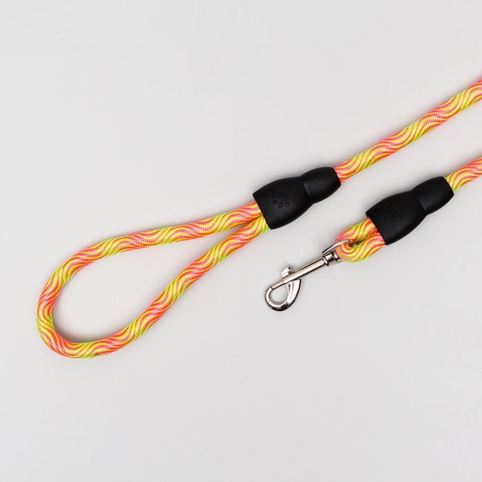 Поводок круглый Поводок круглый "Волна", 120 х 1 см, салатово-розовый неон