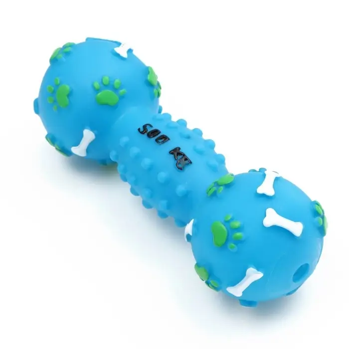 Игрушка для собак &laquo;Гантель 500 kg&raquo;, 17.5 см, пищащая, винил, голубая
