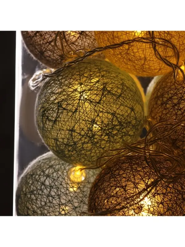 Гирлянда &laquo;Нить&raquo; 5 м с насадками &laquo;Клубки небесные&raquo;, IP20, прозрачная нить, 20 LED, свечение тёплое белое, 220 В