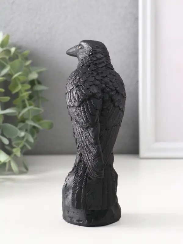 Фигура «Ворон на камне», 15.5×5.5×10 см, чёрная