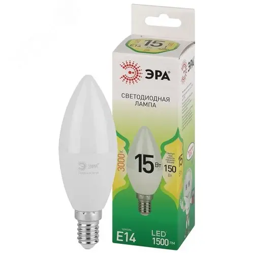 Лампа светодиодная LED 15 Вт 1500Лм 3000К свеча теплый E14 220-240В LED B35-15W-830-E14 Green Line