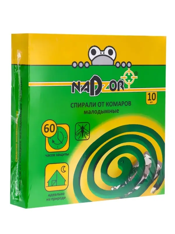 Спирали от комаров малодымные Nadzor, 10 шт.